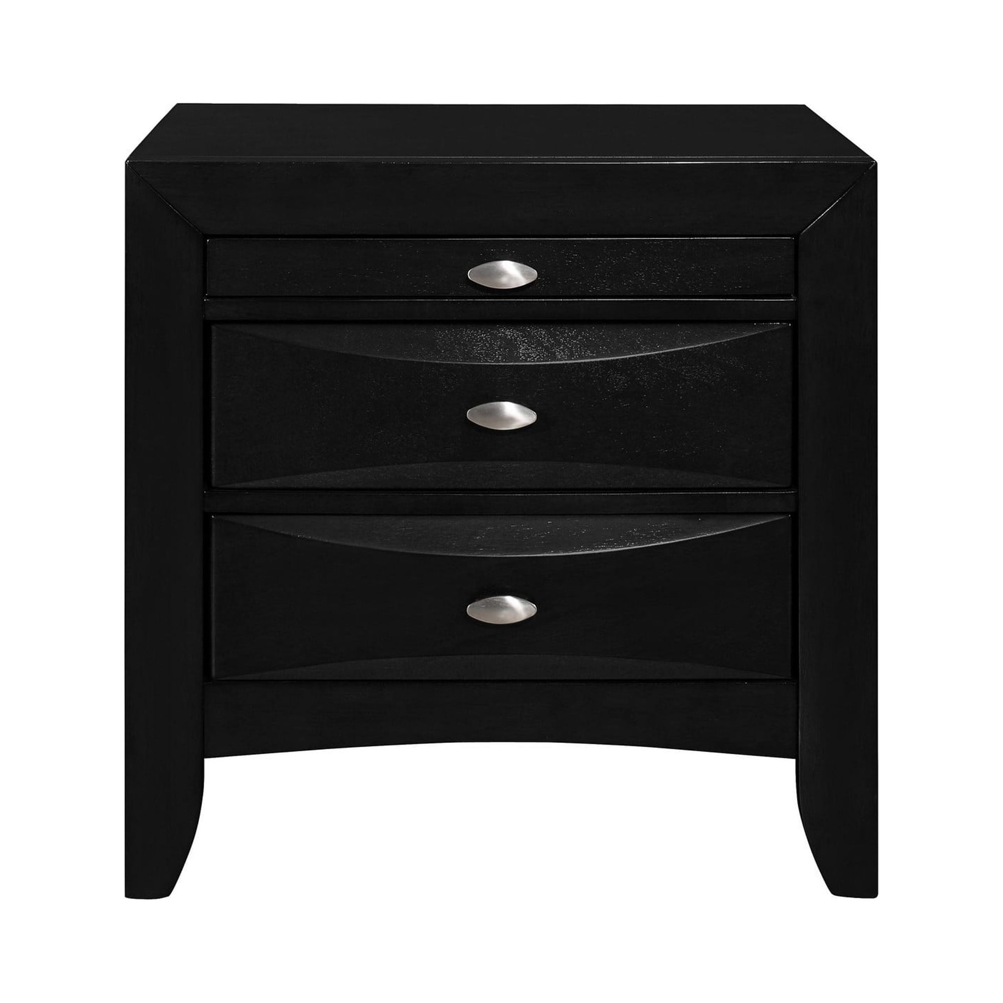 Black Nightstand with 2 Chambered Drawer