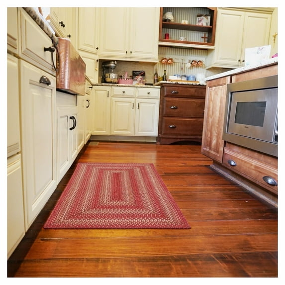 Homespice 22x72 Red Runner Braided Rug. Apple Pie Red Jute Rug. Uses- Entryway Rugs, Kitchen Rugs, Bathroom Rugs, Hallways Runner Rug. Reversible, Rustic, Country, Primitive, Farmhouse Decor Rug