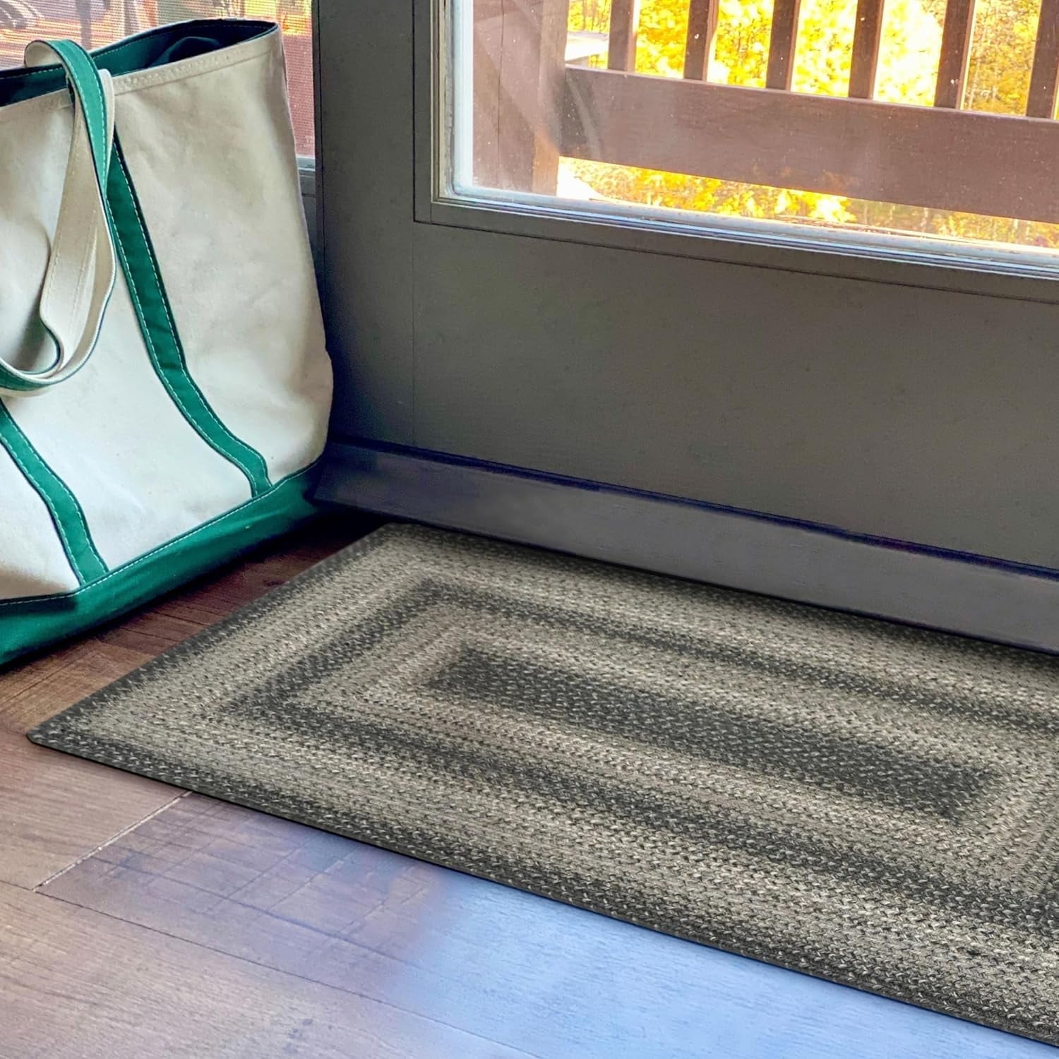 Homespice Flint Hill Gray Braided Rugs 20x30 Kitchen Rugs or Primitive Bathroom Rugs