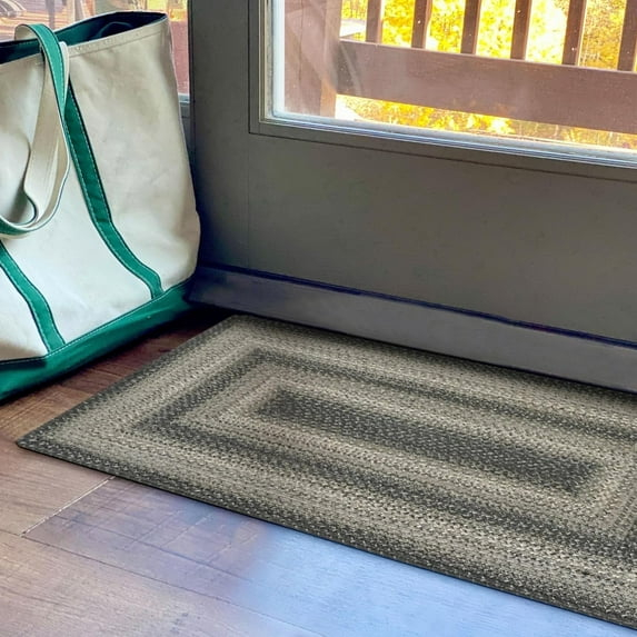 Homespice Flint Hill Gray Braided Rugs 20x30 Kitchen Rugs or Primitive Bathroom Rugs