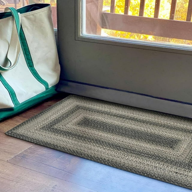 Homespice Flint Hill Gray Braided Rugs 20x30 Kitchen Rugs or Primitive Bathroom Rugs