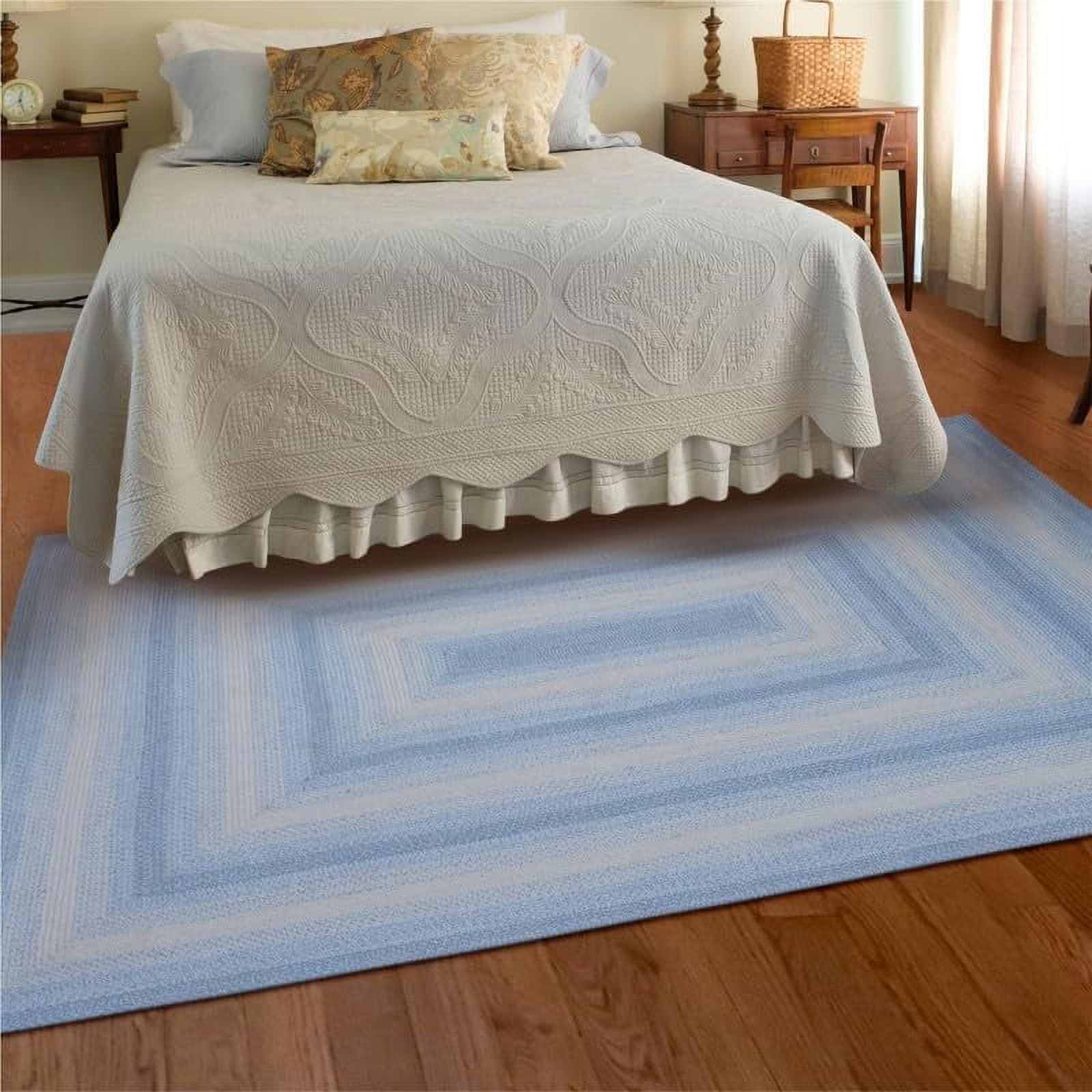 Homespice Sky Blue 5x8 Braided Rug for Coastal Country Decor - Perfect Rustic Area Rugs for Living Room with Coastal Country Charm, Braided Jute Rug