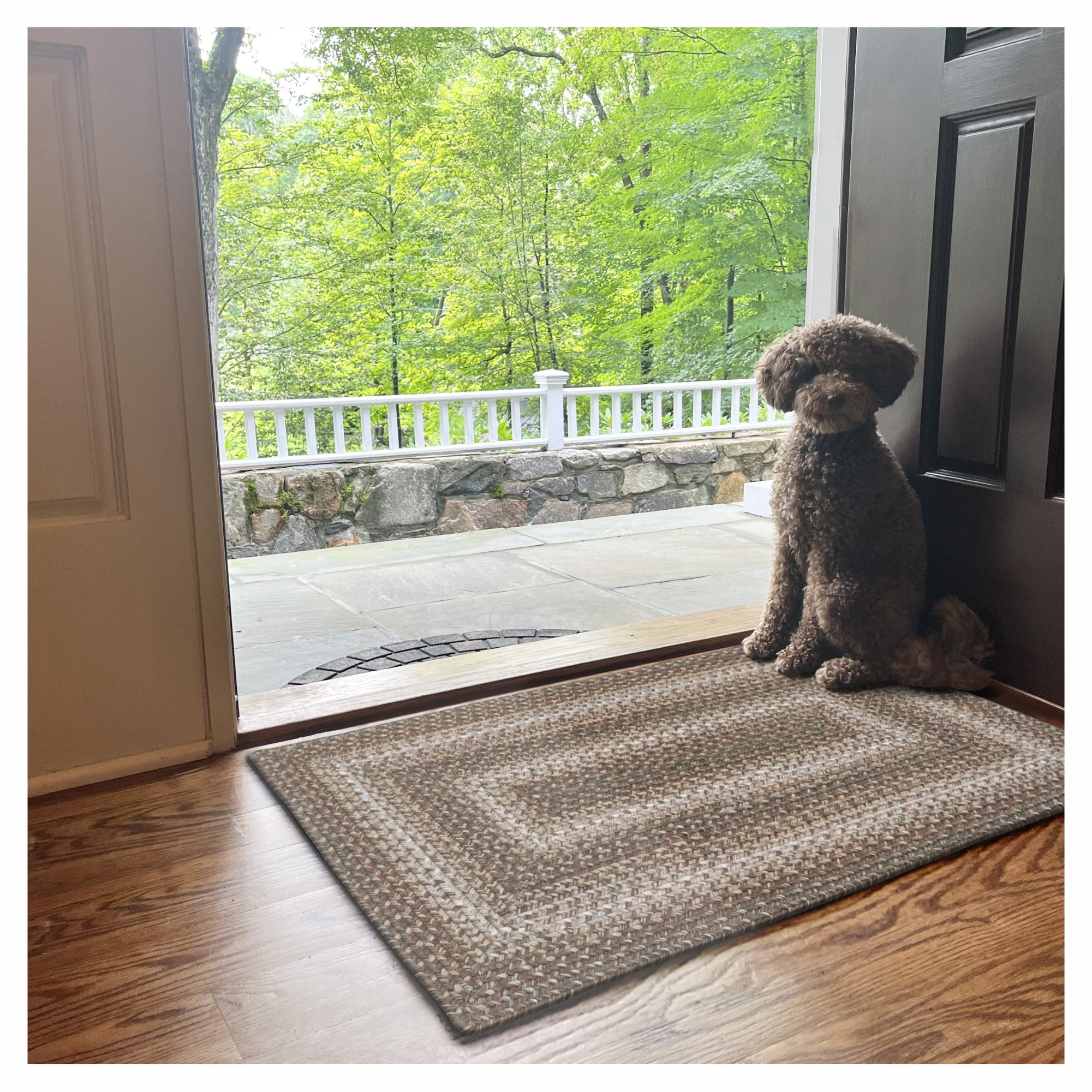 Homespice Wildwood Braided Rug 20x30in Rect. Brown-Grey-Ivory Colors. Washable Indoor-Outdoor. Uses- Entryway, Kitchen, Bathroom, Anti-Fatigue, Sink Spill Absorbing, Ergonomic Comfort Standing Mat