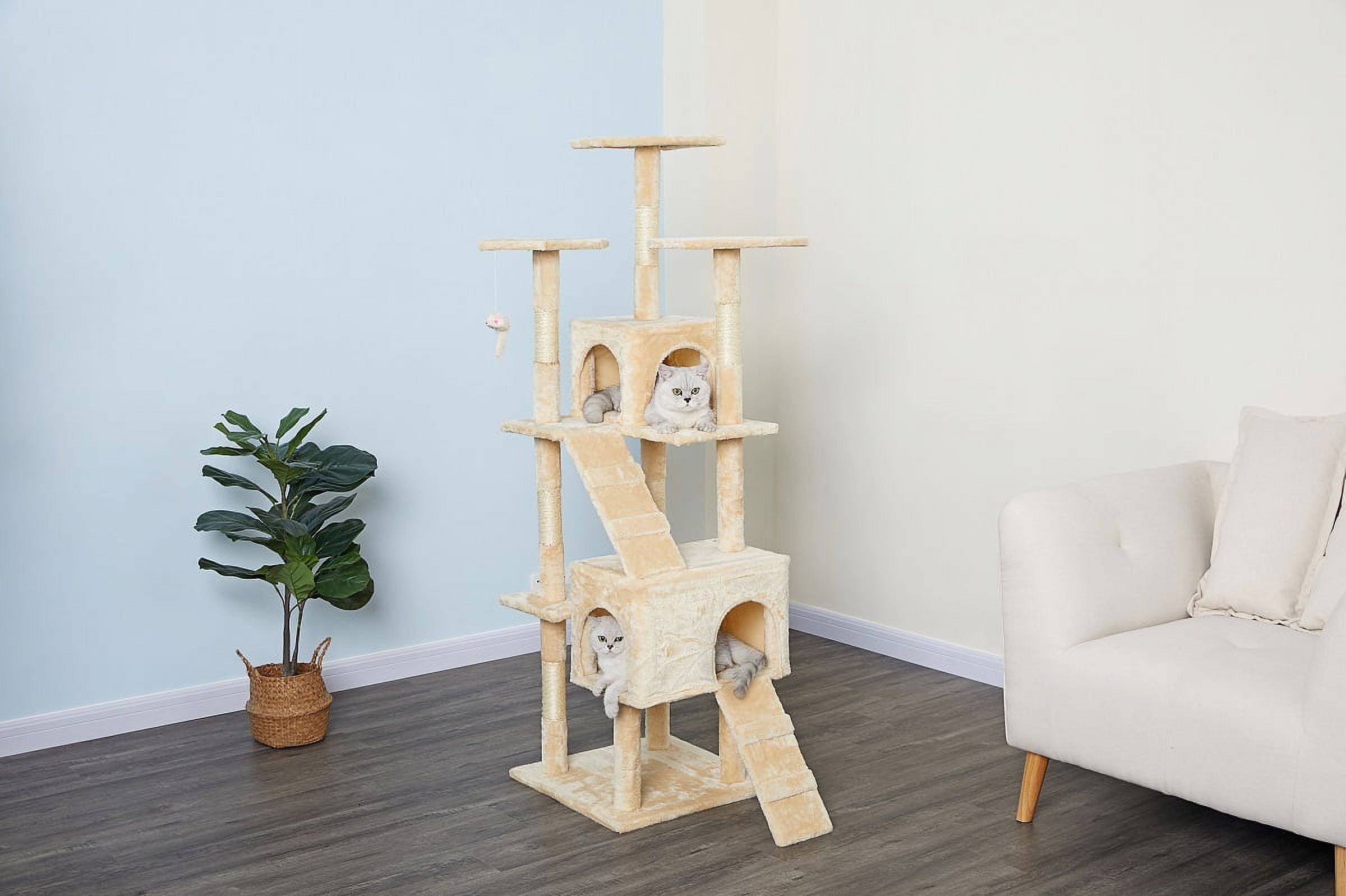Homessity 63" Economical Cat Tree with Sisal Scratching Posts HC-001 - Beige