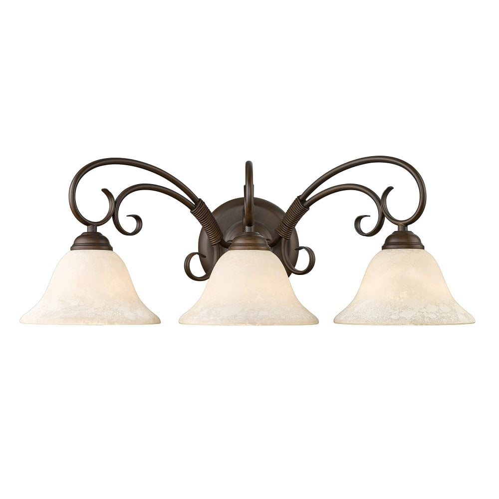 Golden Lighting Homestead 3-Light Vanity Light in Rubbed Bronze with Tea Stone Glass