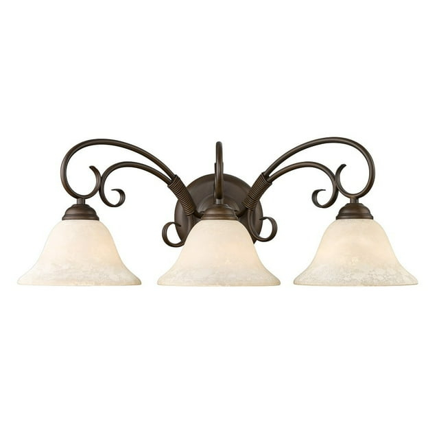 Golden Lighting Homestead 3-Light Vanity Light in Rubbed Bronze with Tea Stone Glass