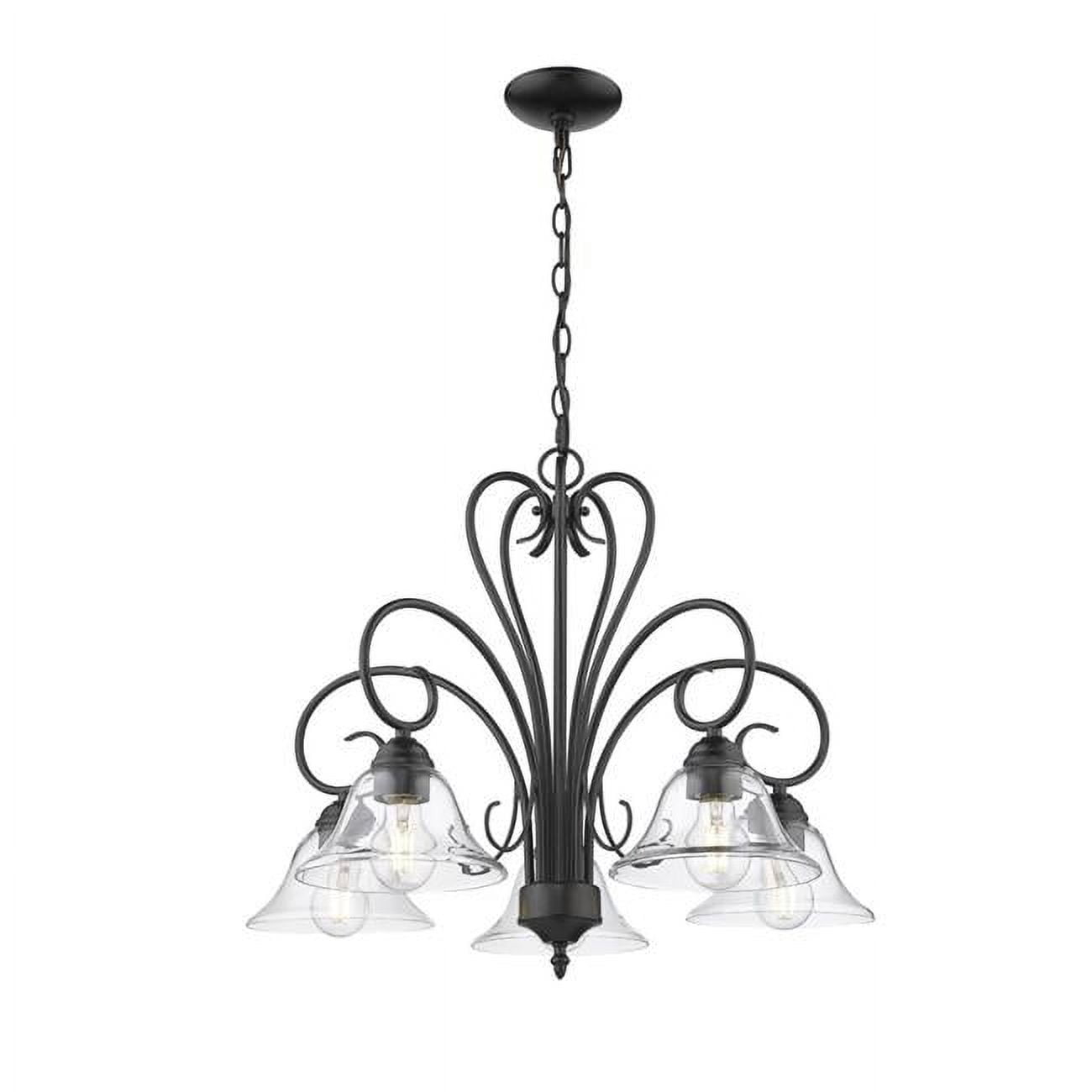Golden Lighting Homestead 5-Light Chandelier in Matte Black with Clear Glass
