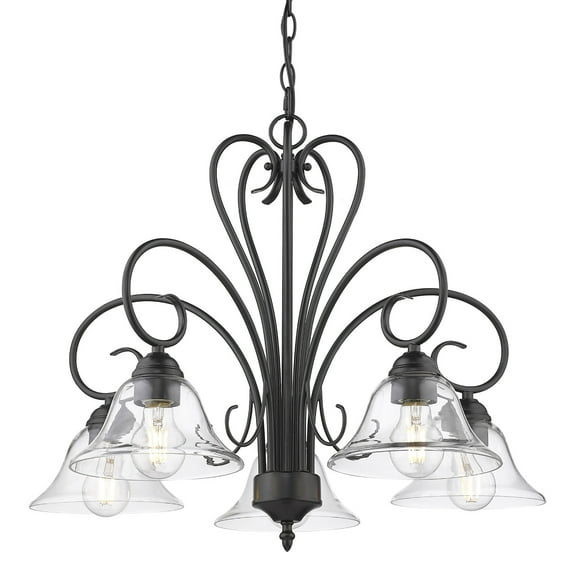 Golden Lighting Homestead 5-Light Chandelier in Matte Black with Clear Glass