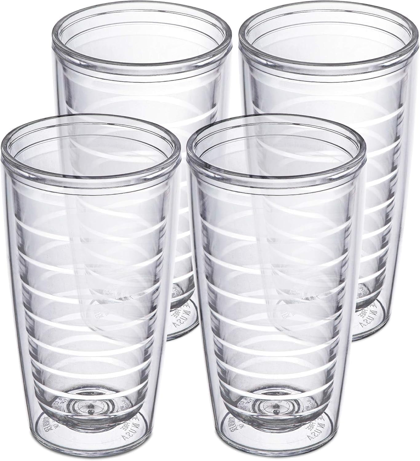 Homestead Choice Insulated Tumblers, 16oz 4-Pack Double Walled Clear Insulated Drinking Glasses Cup