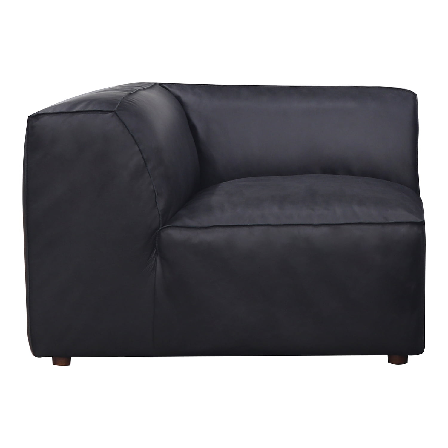 Moe's Home Collection Form Corner Chair Vantage Black Leather Leather