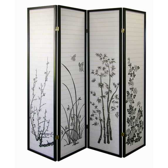 4-Panel Room Divider - Floral