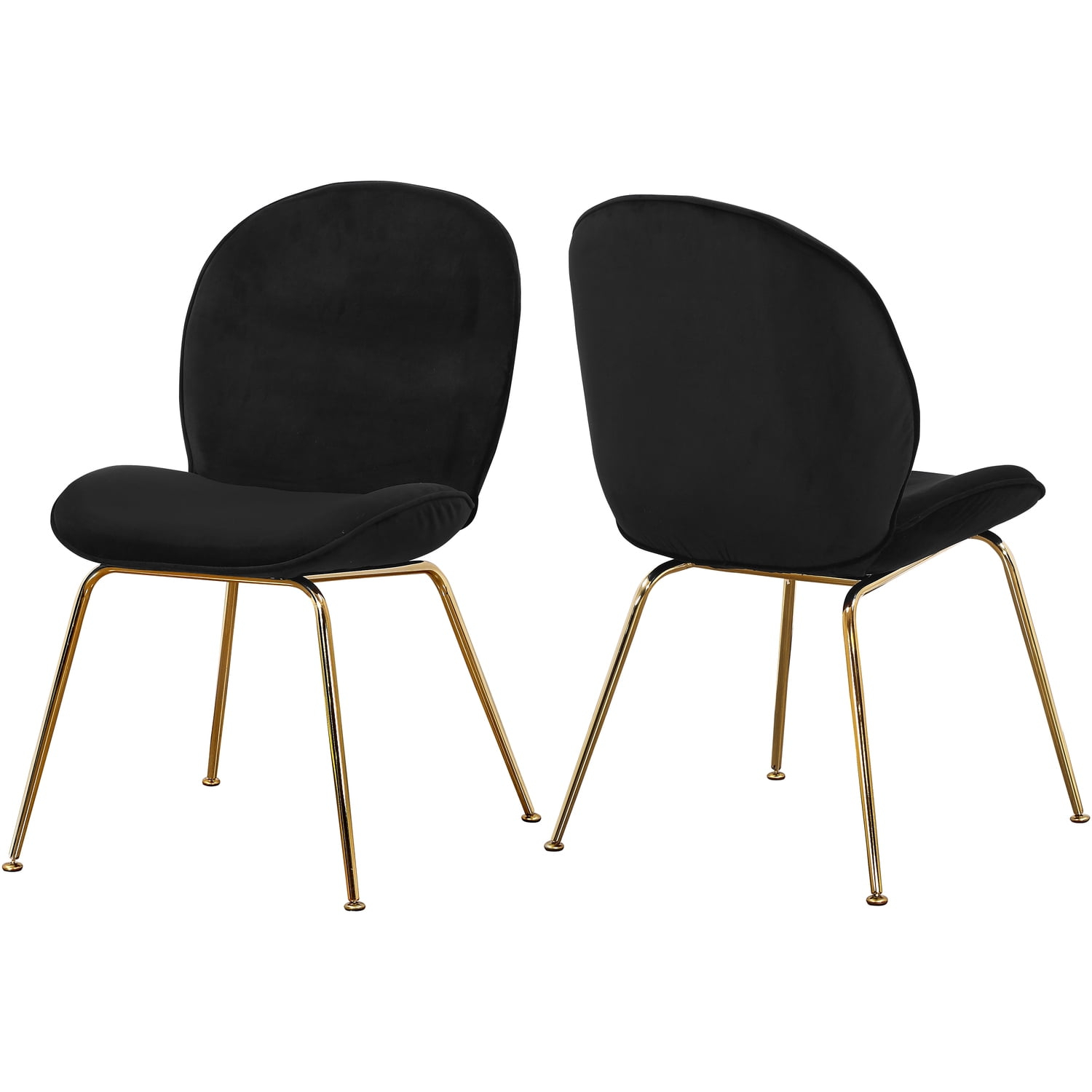 Homestock Mediterranean Magic Black Velvet Dining Chair, Set of 2