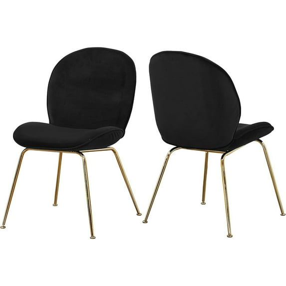 Homestock Mediterranean Magic Black Velvet Dining Chair, Set of 2