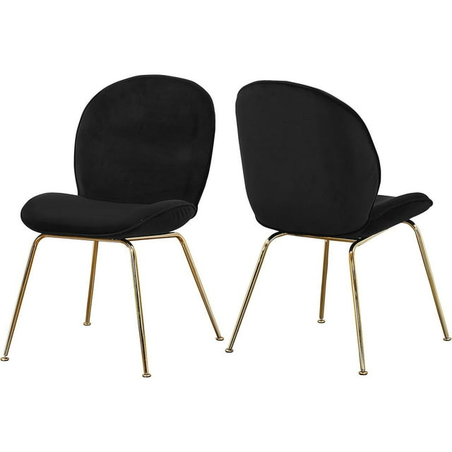 Homestock Mediterranean Magic Black Velvet Dining Chair, Set of 2