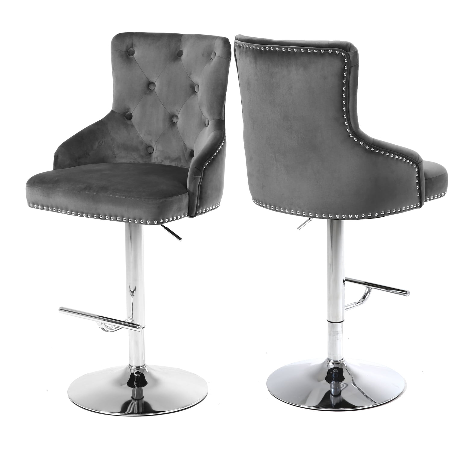 Maykoosh Mountain Lodge Grey Velvet Adjustable Stool