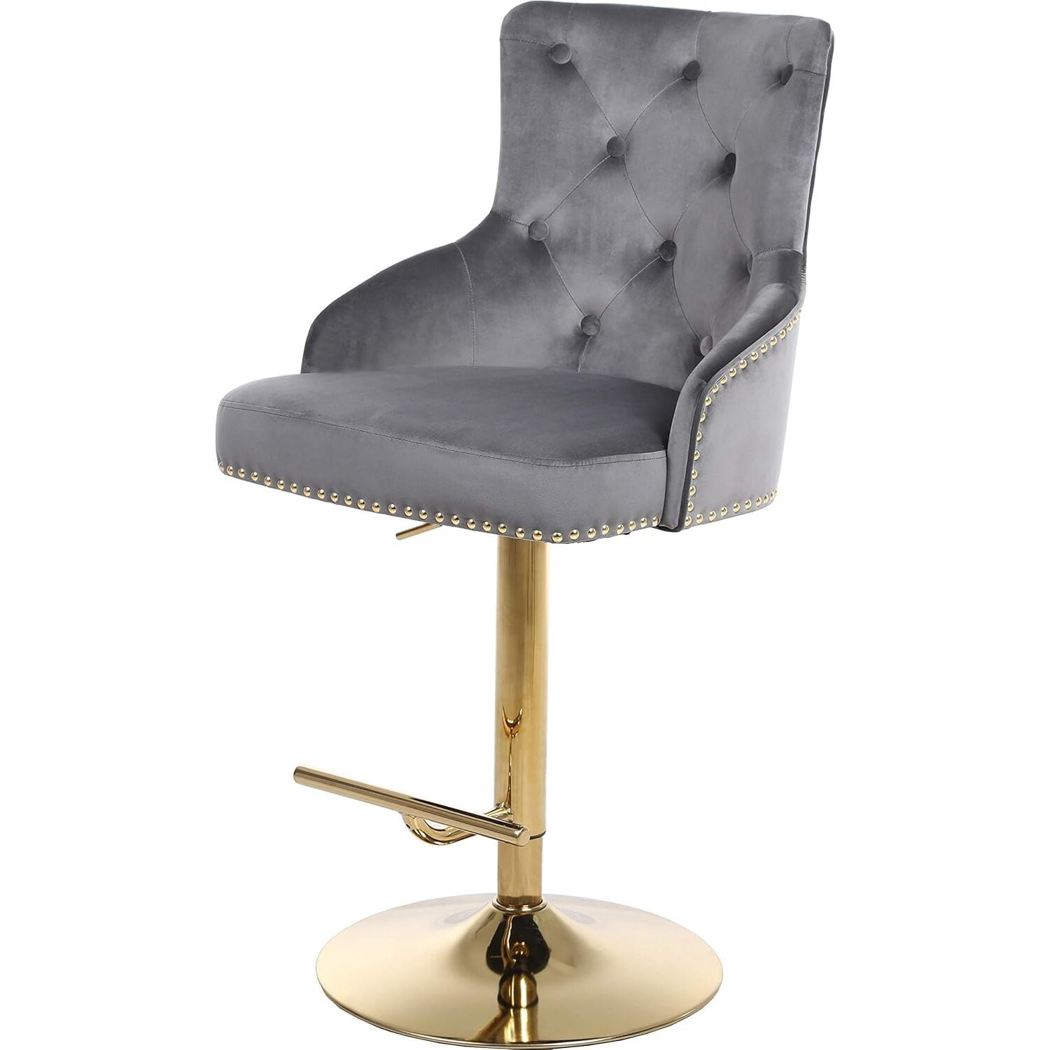 Maykoosh Mountain Lodge Grey Velvet Adjustable Stool