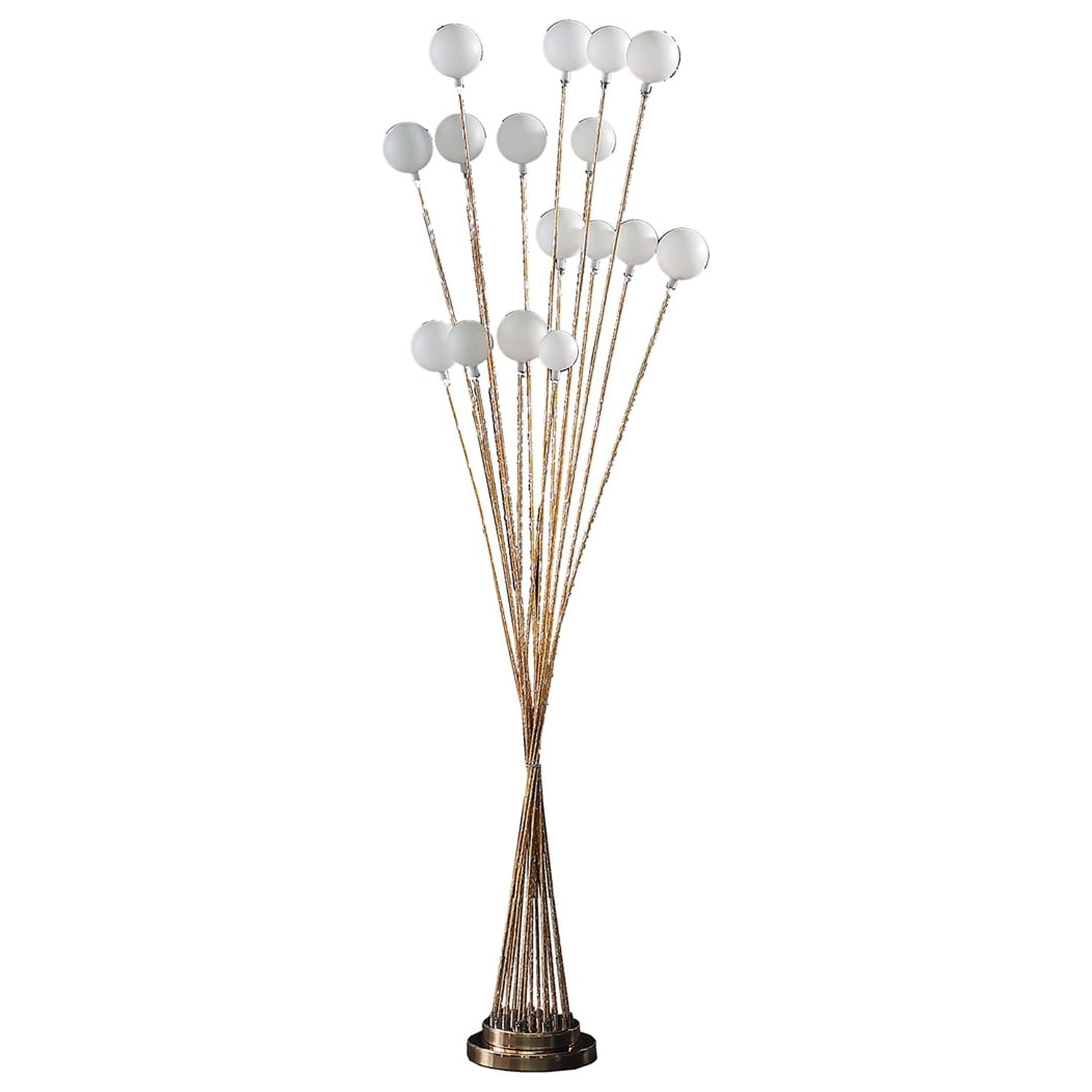 61.5 in. 16-Light Acrylic Globe Aluminun LED Chrysanthe Metal Floor Lamp, Yellow & Gold