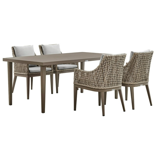 Homestock Urban Oasis 5 Piece Gray Aluminum Outdoor Dining Set with Gray Fabric