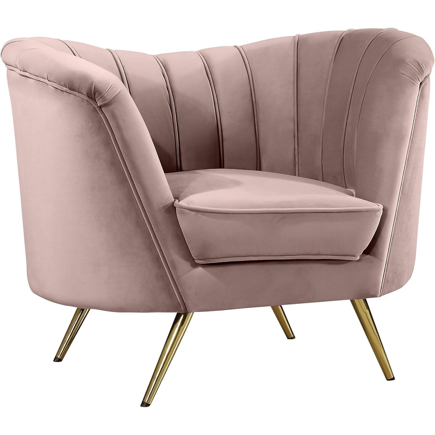 Homestock Victorian Elegance Pink Velvet Chair