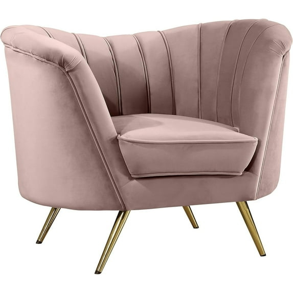 Homestock Victorian Elegance Pink Velvet Chair