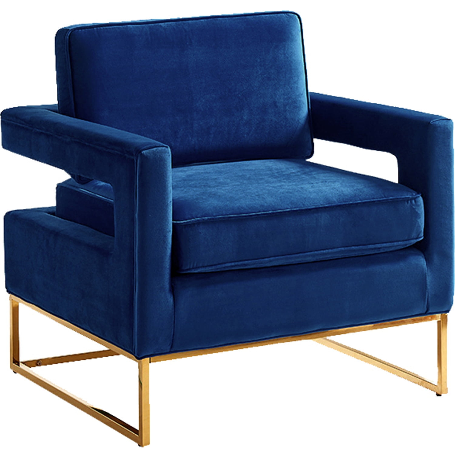 Meridian Furniture Noah Navy Velvet Accent Chair with Gold Iron Base