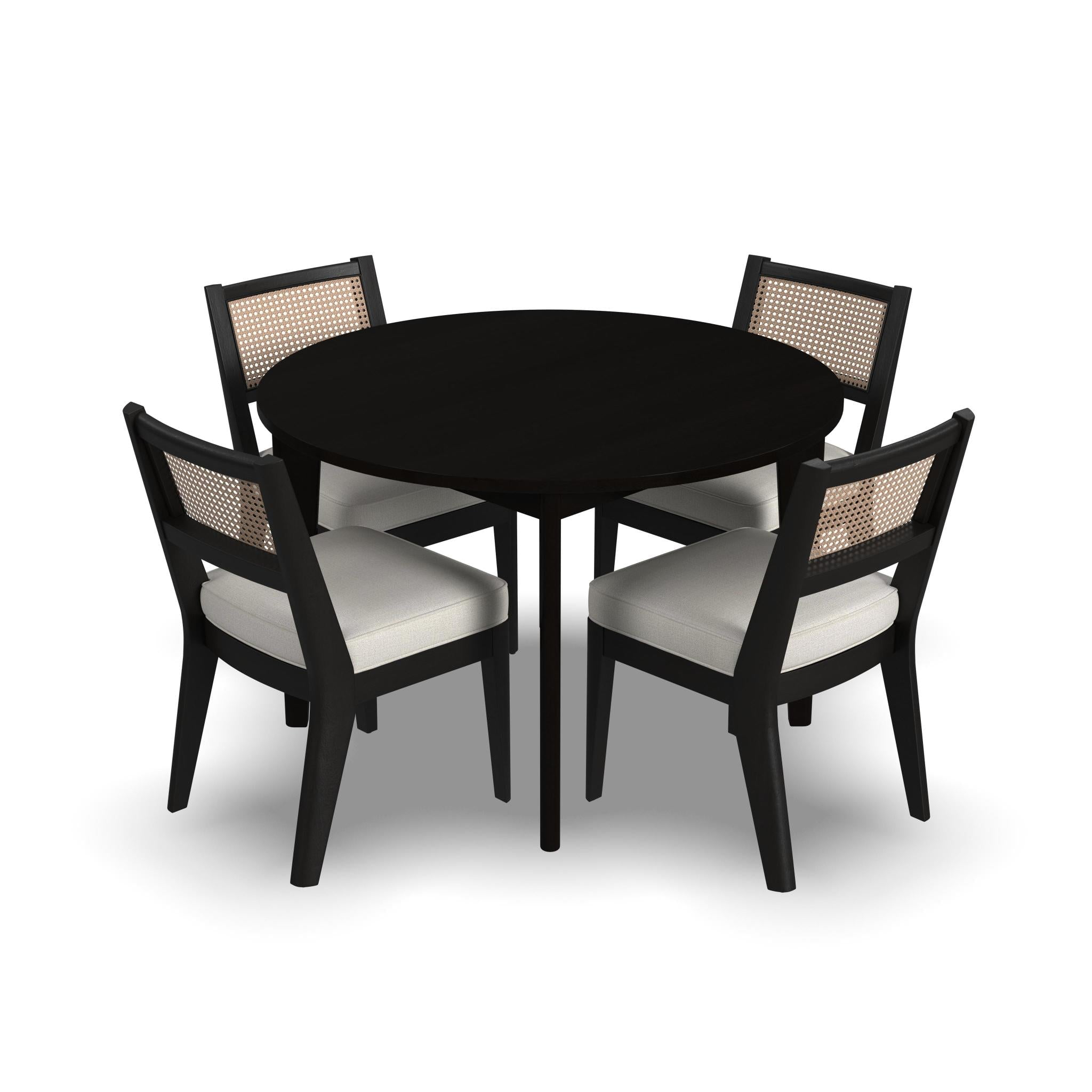 Homestyles Brentwood 5-Piece Mid-Century Wood Round Dining Set in Black