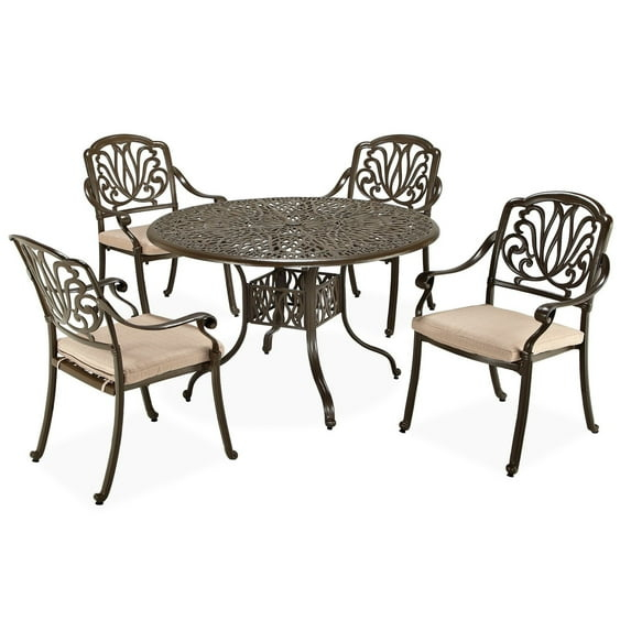 Homestyles Capri Aluminum 5 Piece Outdoor Dining Set in Taupe