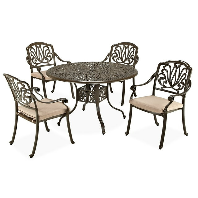 Homestyles Capri Aluminum 5 Piece Outdoor Dining Set in Taupe
