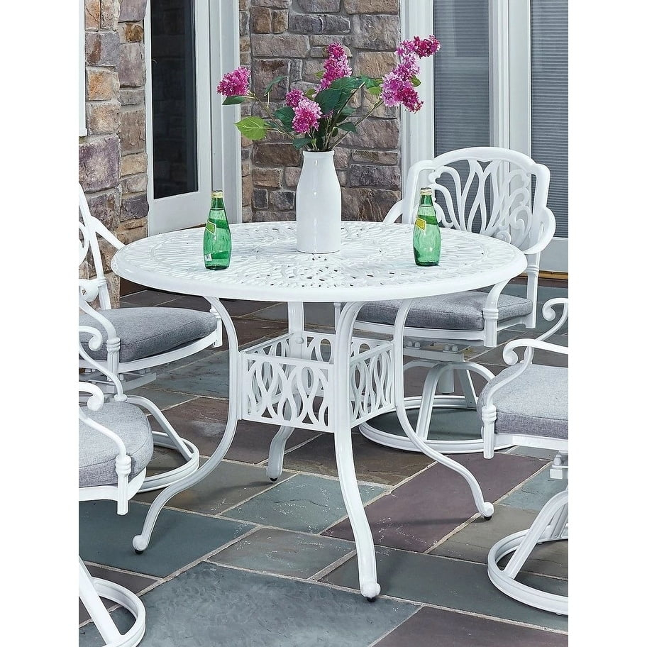 Homestyles Capri Aluminum Outdoor Dining Table in White