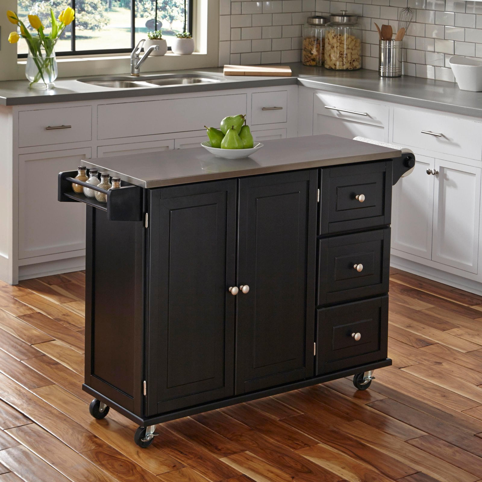 Homestyles Dolly Madison Wood Kitchen Cart in Black