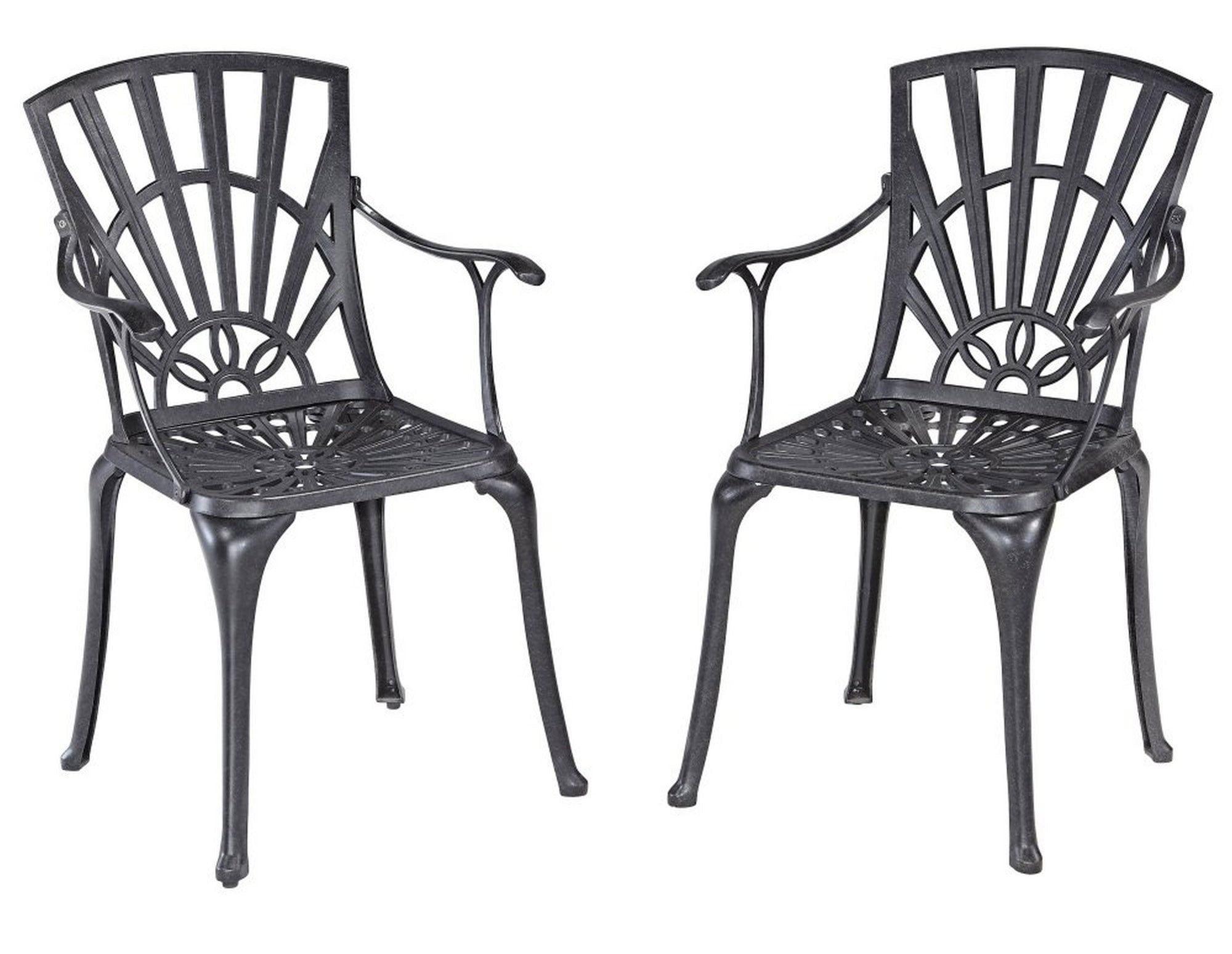 Homestyles Grenada Aluminum Outdoor Chair Pair in Charcoal