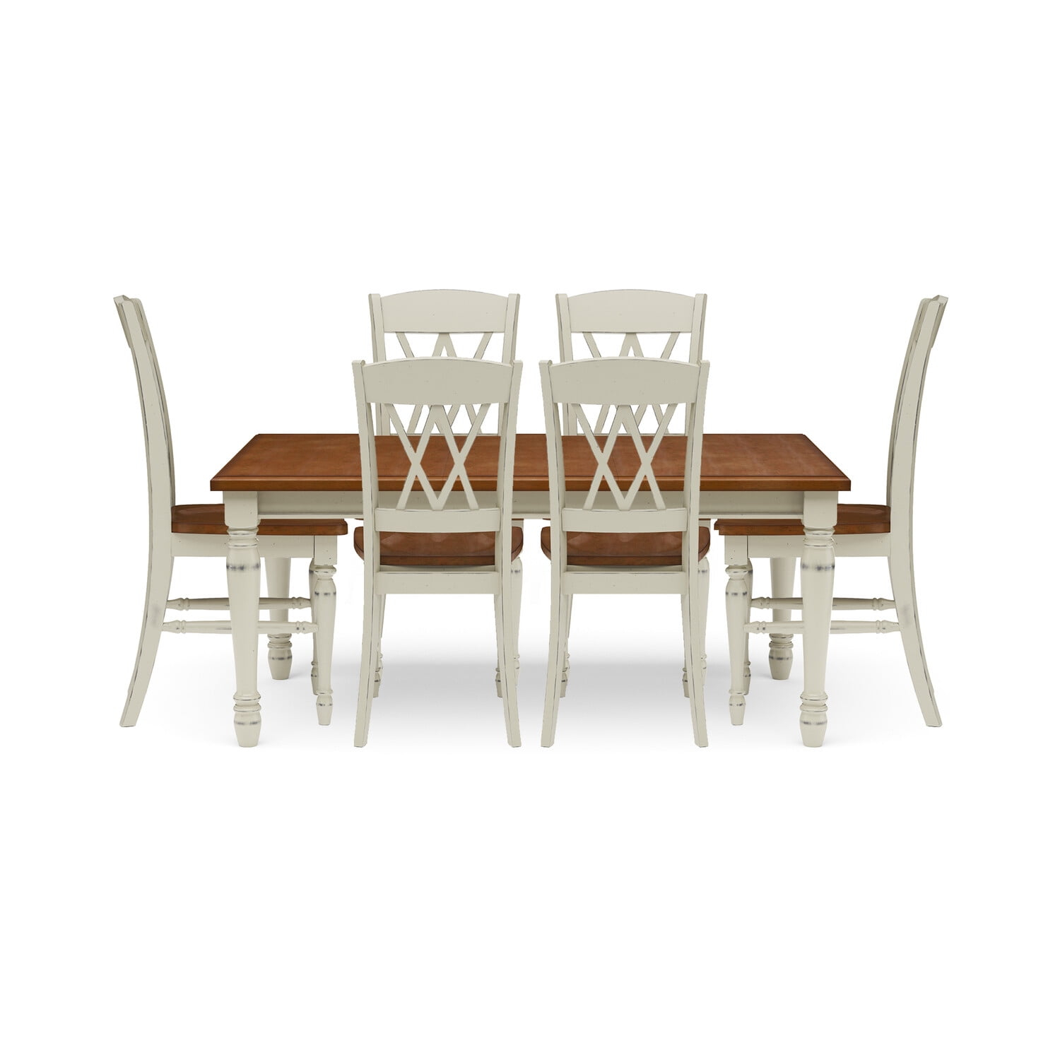 Homestyles Monarch Wood 7 Piece Dining Set in Off White