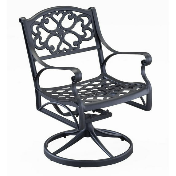 Homestyles Sanibel Aluminum Outdoor Swivel Rocking Chair in Black