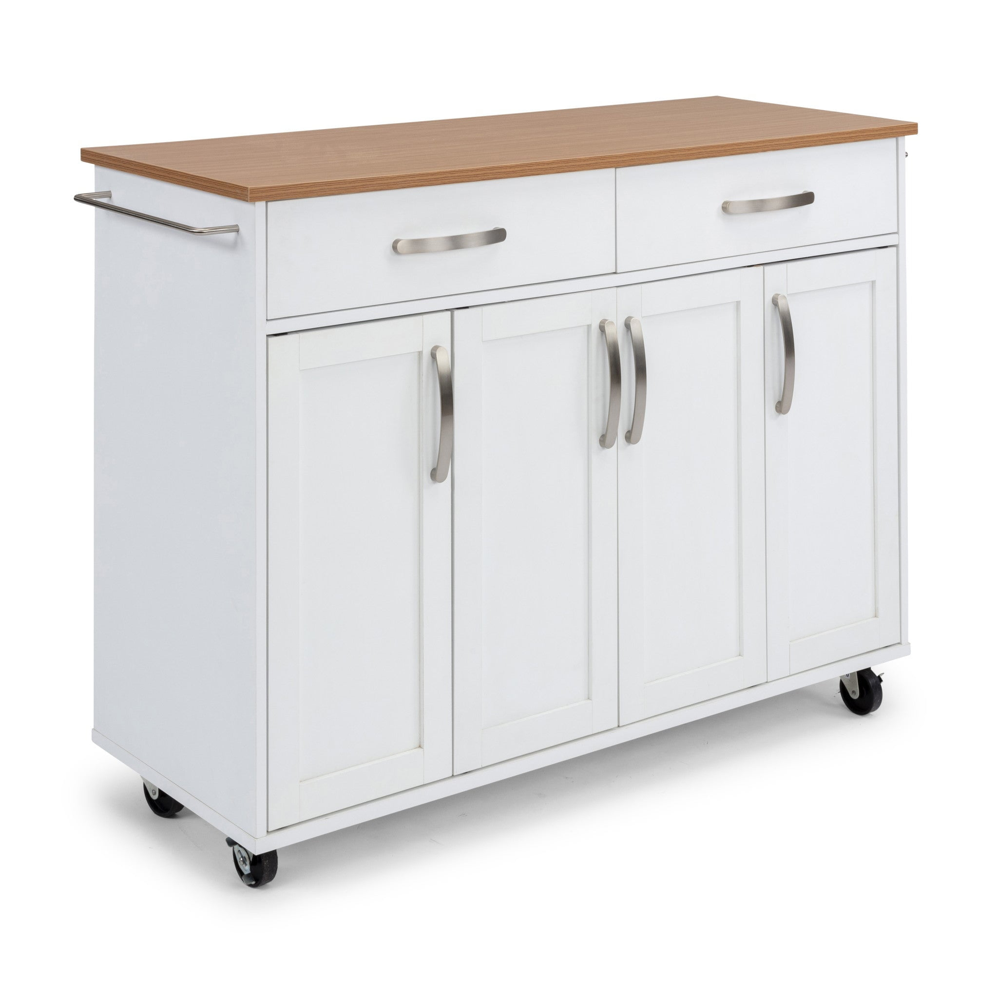 Homestyles 51"W Storage Plus Off White Wood Kitchen Cart