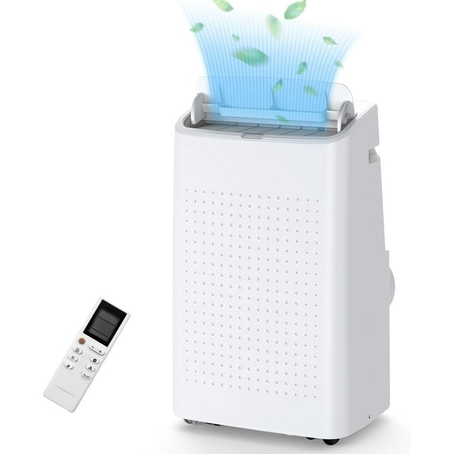 Homhougo 14,000 BTU Portable Air Conditioner, 4-in-1 Cooling, Dehumidifier, Fan & Sleep Modes, Cools Up to 750 Sq. Ft, Includes Window Kit & Remote Control, White