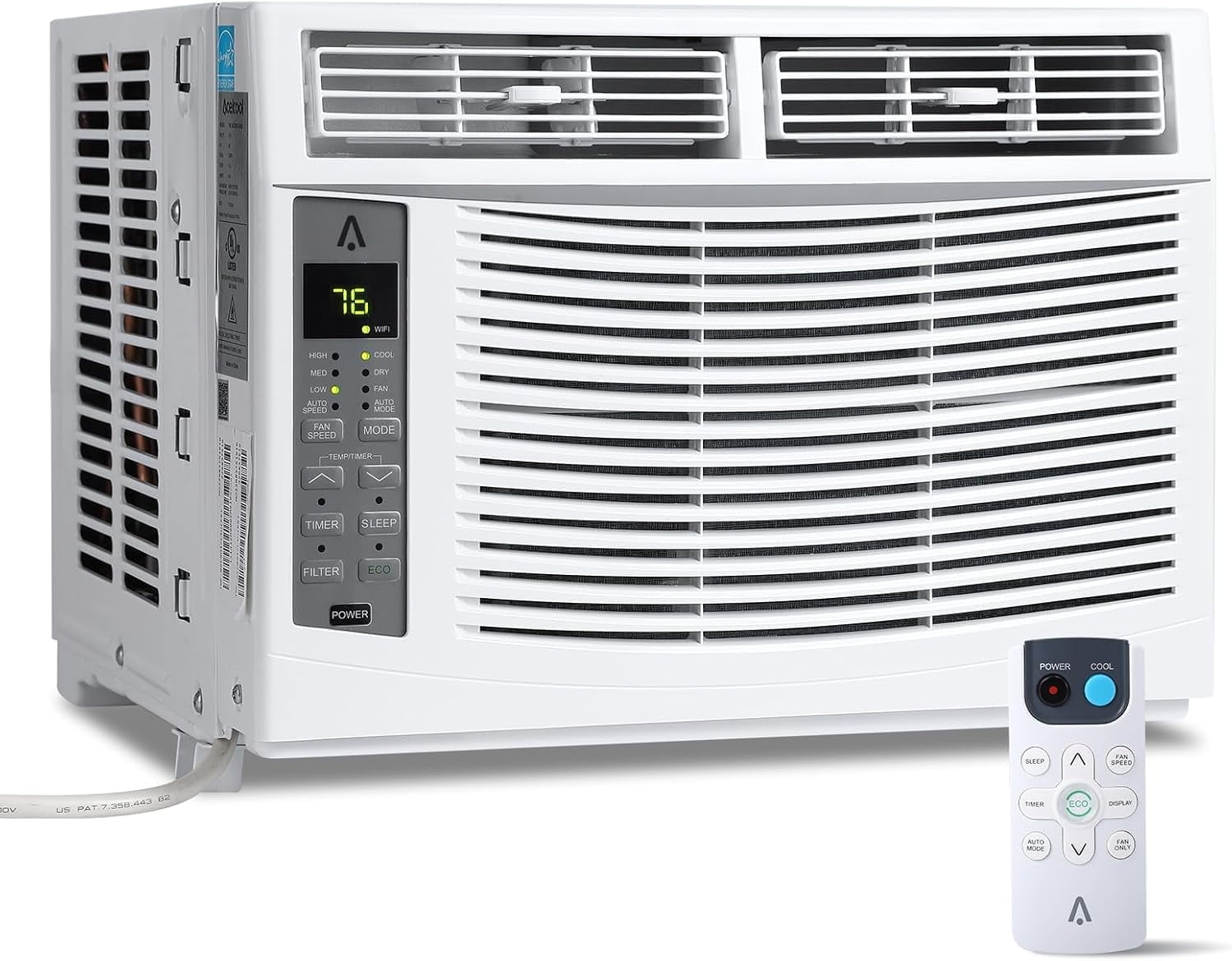 Homhougo 6,000 BTU Window Air Conditioner, 3-in-1 AC Unit (Cooling, Dehumidifying, Fan), Timer, Sleep/ECO Mode, Easy Installation Kit, Cools Rooms Up to 350 Sq.Ft, 115V/60Hz