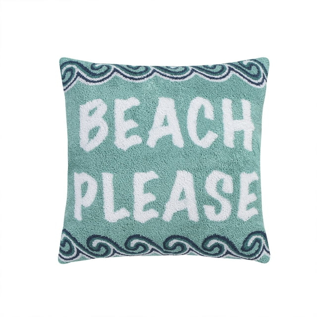 Homthreads - Beach Days - Decorative Pillow (18x18n.) - Beach - Teal Navy White - Feather Filled