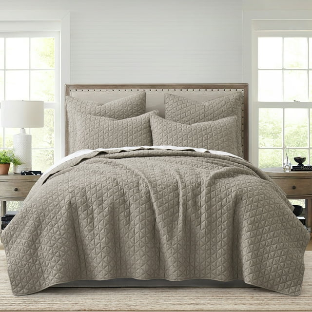 Homthreads by Levtex Home - Rowan Euro Sham 26x26in.- Diamond Quilted - Tan Crinkle - Polyester