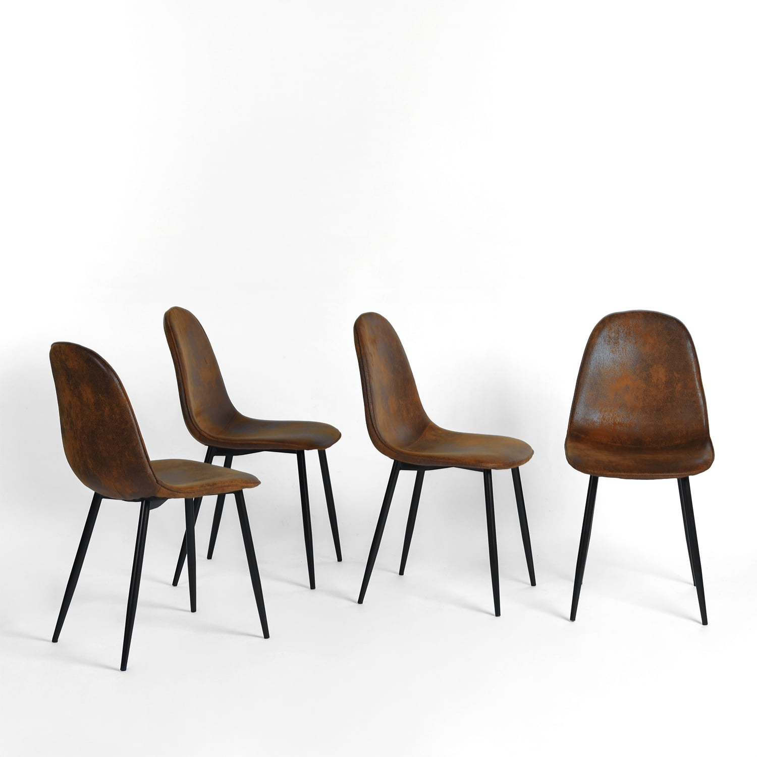 Homy Casa Dining Chair Set of 4, Fabric Suede Dining Room Side Chairs with Metal Legs for Living Room, Brown