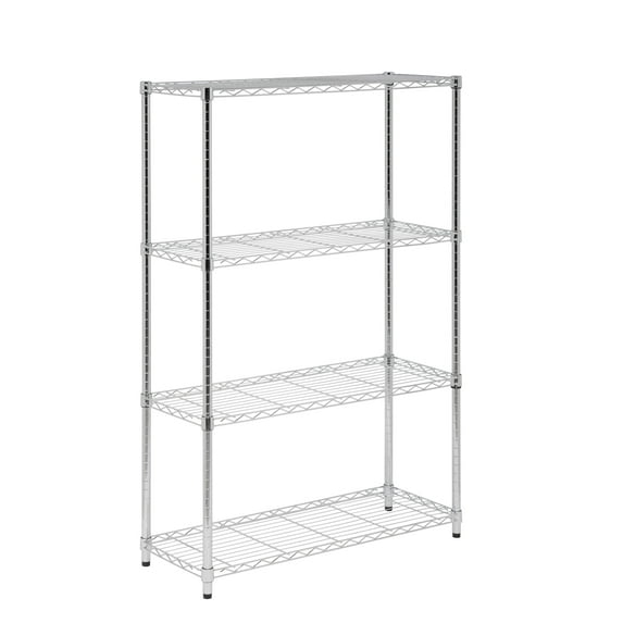 Honey Can Do 4-Tier Heavy-Duty Adjustable Shelving Unit With 250-Lb Weight Capacity, Chrome, Basement/Garage