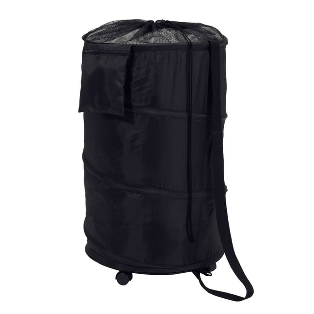 Honey-Can-Do Polyester and Steel Rolling Pop-up Hamper, Black