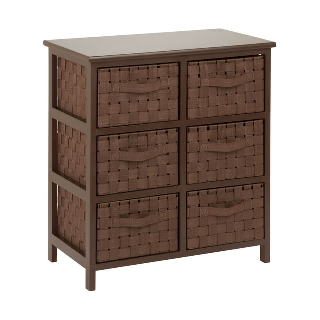 Honey-Can-Do Wood and Polypropylene Woven 6-Drawer Storage Chest, Brown