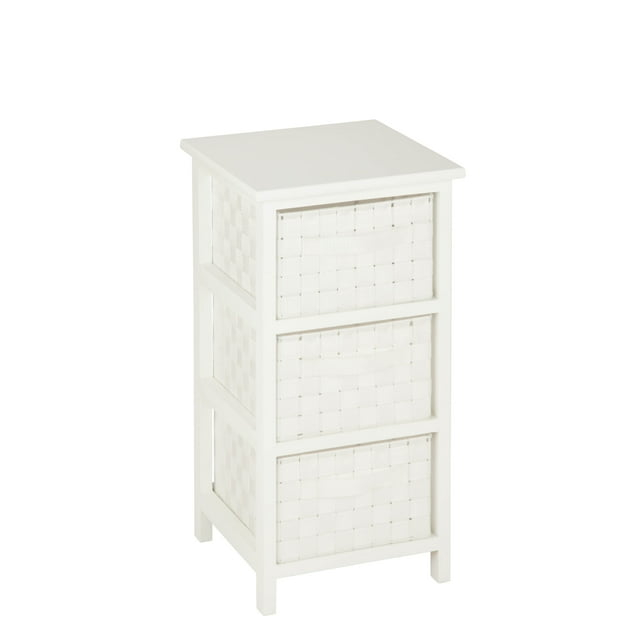 Honey-Can-Do 3 Drawer Chest White: Decorative Storage Drawers, Wood Surface, 24" Height, 12" Depth, 3 Shelves