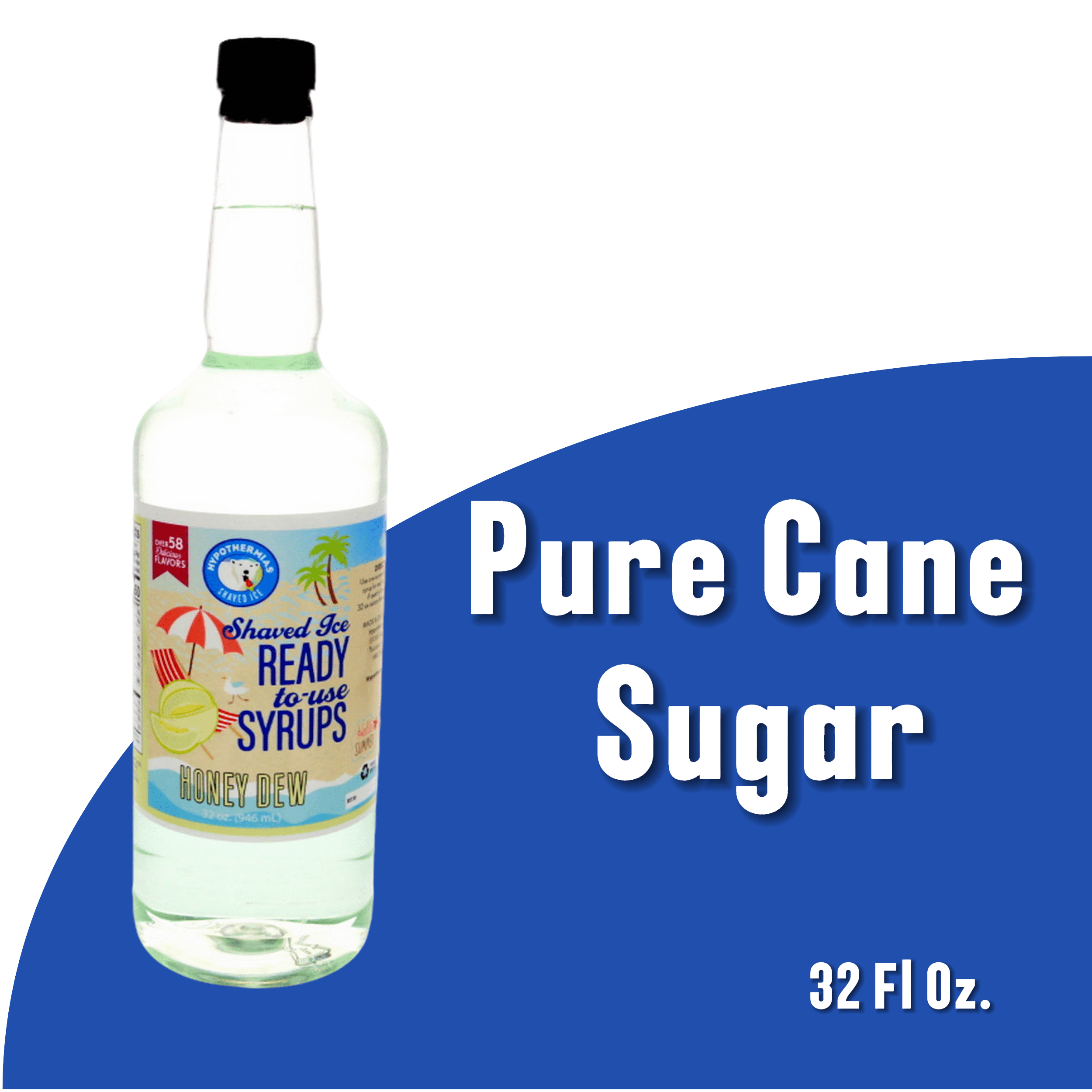 Honey Dew Hypothermias Hawaiian Snow Cones Flavor Syrups for Drinks, Coffee, Shaved Ice & Slushie, Piraguas, Raspados, Soda Flavor Syrup, No Corn Syrup, Pure Cane Sugar Quart (32 fl. oz)