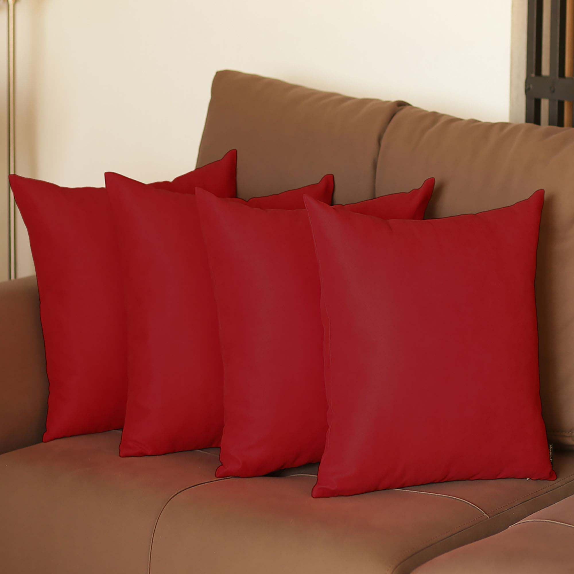 MIKE & Co. NEW YORK Honey Set of 4 Decorative Throw Pillow Cover Solid Color Red 16" x 16"