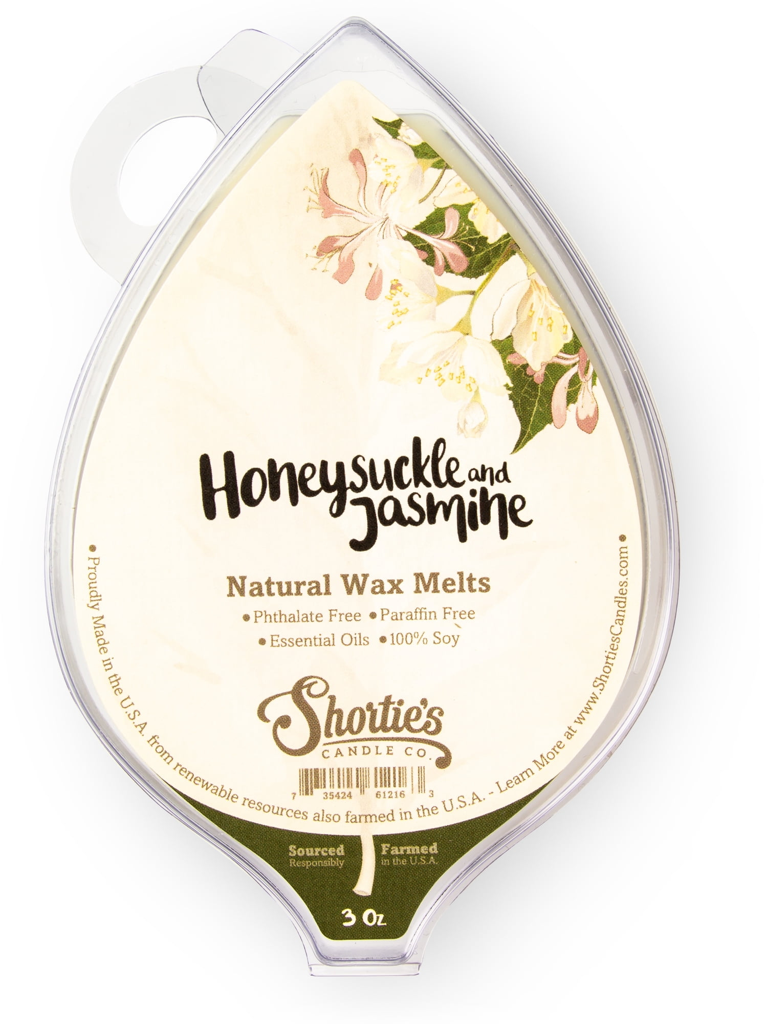 Honeysuckle Jasmine All Natural Soy Wax Melts - 1 Highly Scented 3 Oz. Bar - Made with Responsibly Sourced Soy and Essential Fragrance Oils - Phthalate & Paraffin Free, Vegan, Non-Toxic