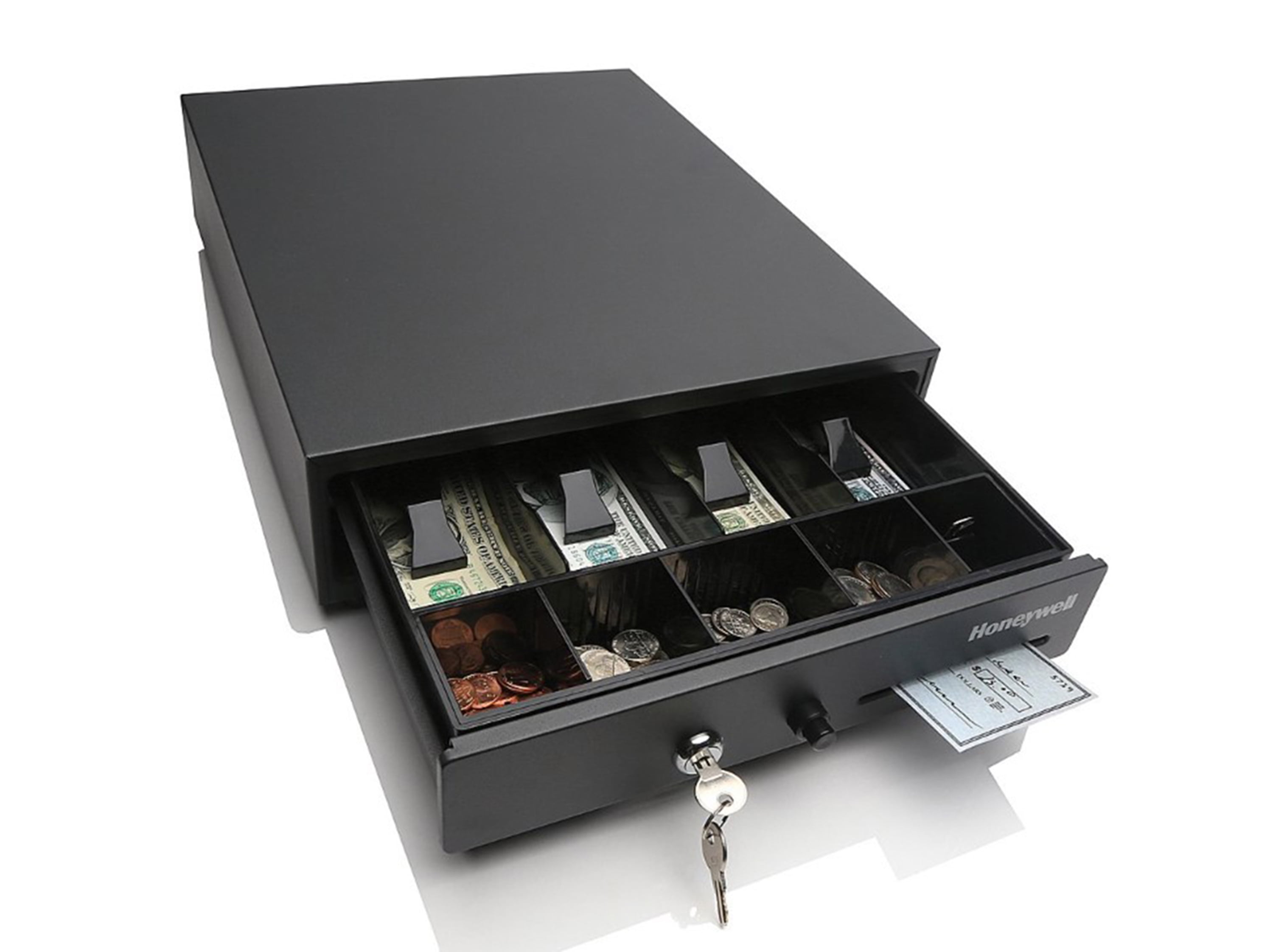 Honeywell Safes, Cash Drawer Key Lock Steel Space Saving with Drop Slot & Touch Button, 6313