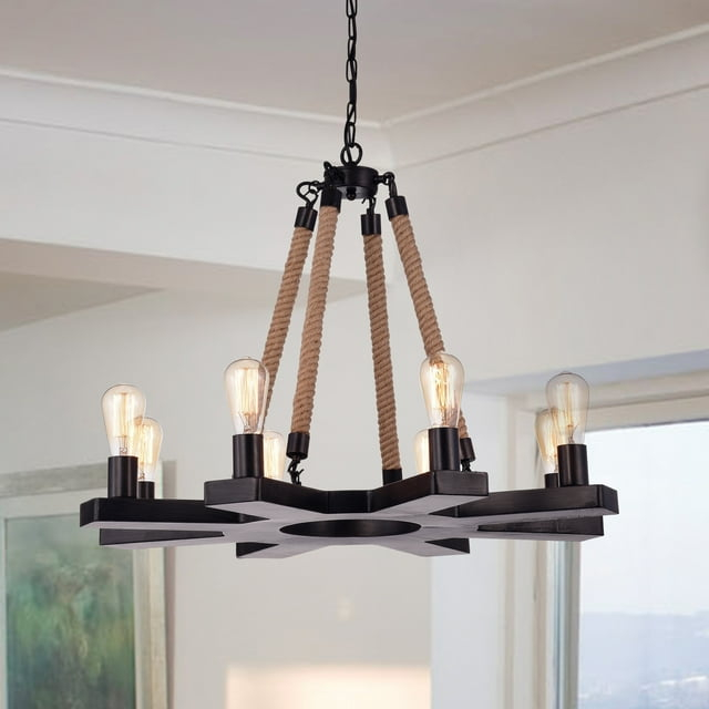 Hong Kong Best New Zhu Yuan Lighting Co. Lalveri 8-Light Candle Style Wagon Wheel Chandelier