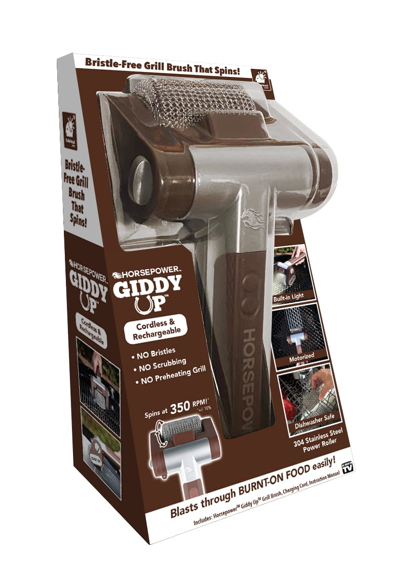 Horsepower Giddy up Grill Brush, Heavy-Duty Stainless Steel Bristle Grill Brush