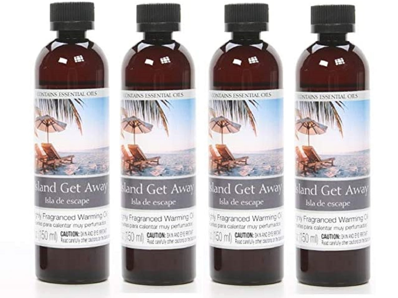 Hosley Set of 4, 5 oz. the Island Getaway Highly Scented Warming Oils